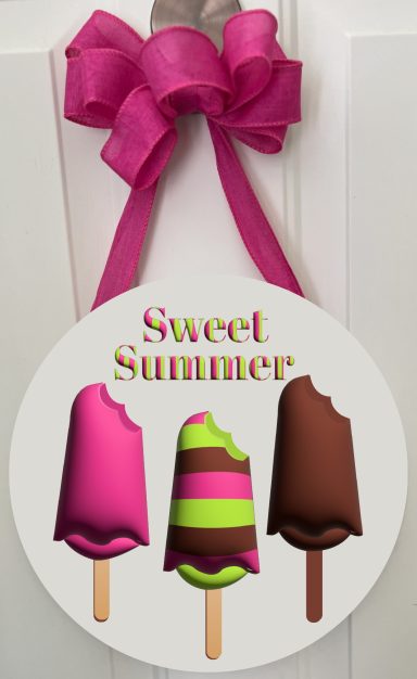 Colorful popsicles in pink, green, and brown with a "Sweet Summer" message.
